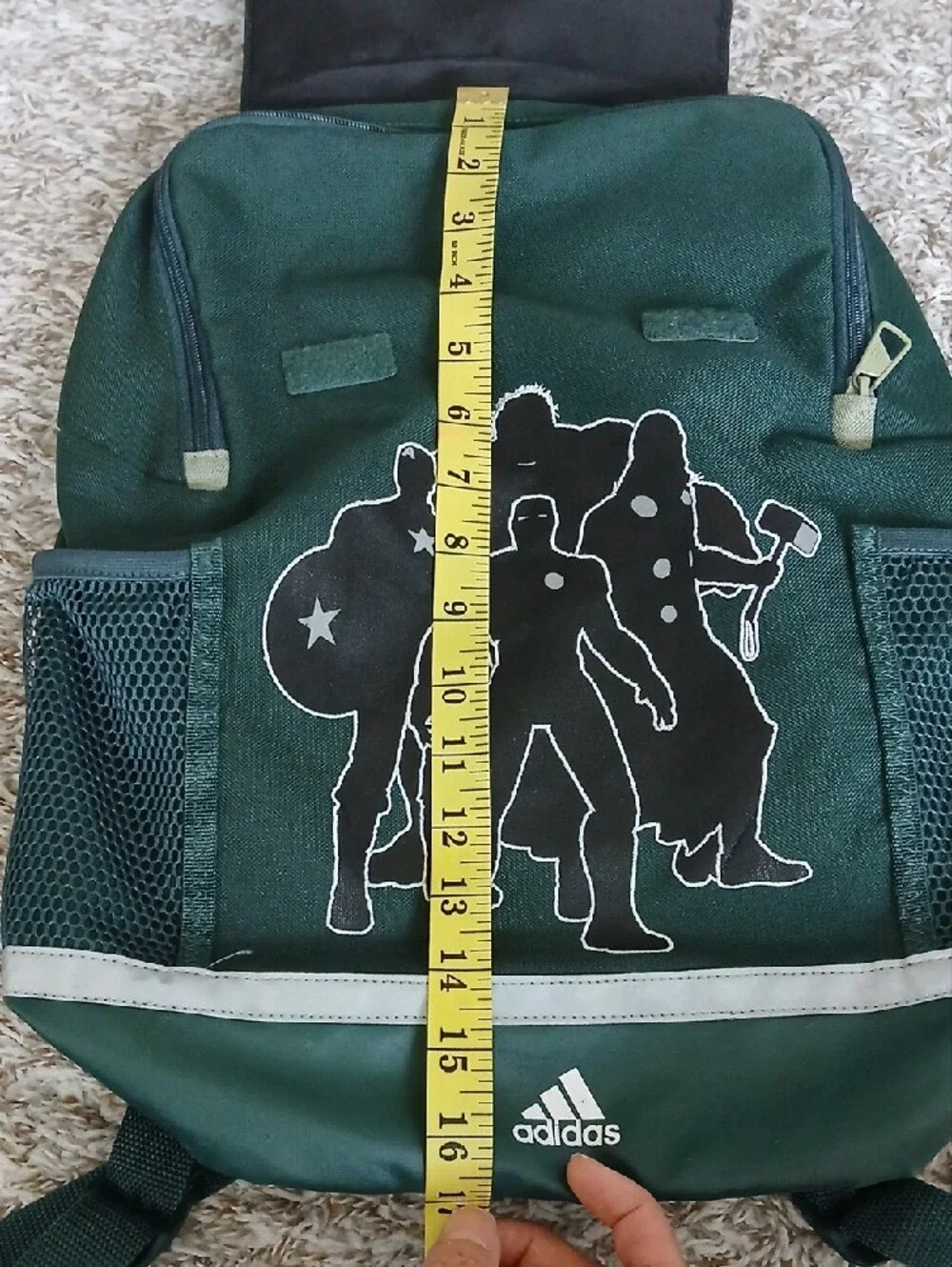 Adidas Marvel Boy's Green Backpack with Superhero Silhouette Small
